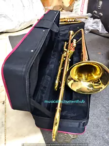 VALVE TROMBONE WITH SPIT VALVE ADDED OF PURE BRASS IN POLISH + CASE + FREE SHIP - Picture 1 of 21