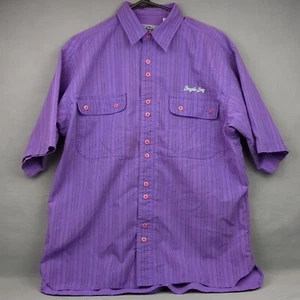 Vintage Bugle Boy Shirt Men's Large Purple Striped Button Up Retro 1990s - Picture 1 of 11