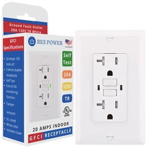 RES POWER Indoor 20A 120V Tamper-Resistant GFCI Outlet Self-Test RESGF20TR - Picture 1 of 8