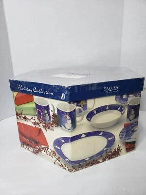 Juego de cena vintage Sakura de Oneida 16 piezas "Snow Pals" colección navideña Foto 1 de 4