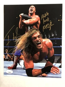 Adam Copeland “Edge” & Kurt Angle Signed Auto 8x10 W/ Inscription JSA Cert  - Picture 1 of 4