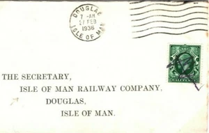GB Cover ISLE OF MAN RAILWAY COMPANY Machine & Pen Cancellation 1936 94.23 - Picture 1 of 6