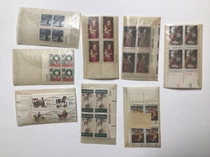 US Stamps Christmas 1205 1414 1507 1363 1384 1960s 1970s 8 Margin Blocks / 4 MNH - Picture 1 of 1