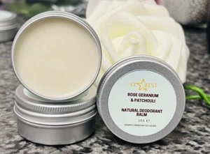 Rose Geranium & Patchouli Natural Organic Vegan Deodorant Balm Plastic Free 15g - Picture 1 of 5