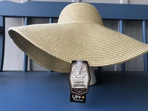 Sun N’ Sand Adjustable Straw Sun Hat UPF Protection Wide Brim Packable NWT - Picture 1 of 3