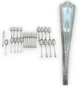 Antique York Silver Plate Dinner Forks Teaspoons Tablespoons 25 Pcs Flatware - Picture 1 of 11