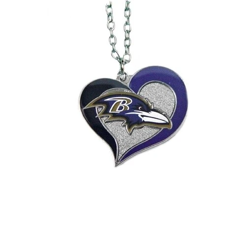 Collar colgante de 20"" del equipo de plata de la NFL con corazón remolino de los Baltimore Ravens Foto 1 de 1
