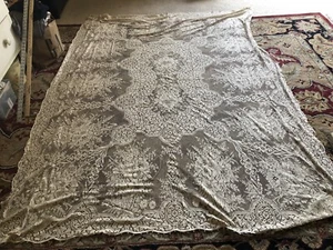 Vintage Cottage “Quaker Dinner Cloth” Lace Tablecloth Huge 80”x 66” - Picture 1 of 6