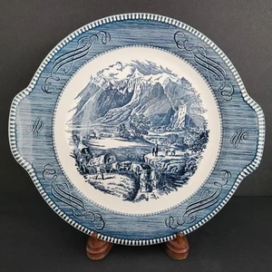 Currier und Ives blau von Royal 11 1/2" Kuchen/Hackplatte mit Griff - Bild 1 von 8