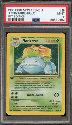 Pokemon Venusaur (Florizarre) Set Base 1ª Edición FRANCÉS Holo Raro #15 PSA 9 Foto 1 de 2