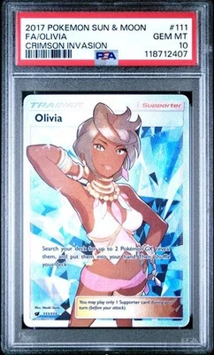 Olivia 111/111 Full Art Pokemon Sun & Moon Crimson Invasion PSA 10 GEM MINT - Image 1 of 2