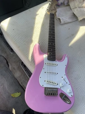 Squier Mini Strat / Stratocaster Electric Guitar - PINK! - Image 1 of 4