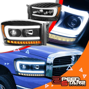 2PCS LED DRL+SEQUENTIAL SIGNAL PROJECTOR HEADLIGHT FOR 2006-2009 RAM TRUCK 1500 - Picture 1 of 11