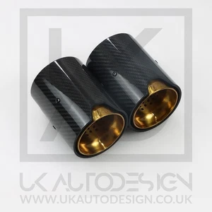 2 x BMW MP Brillo Oro Fibra de Carbono Punta De Escape M135i M140i M235i M240i - Imagen 1 de 12
