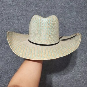 Rodeo King 25X Sombrero de Vaquero de Paja Cuerno en Polvo Azul Doblado Río Western Sombrero Barncore  - Imagen 1 de 13