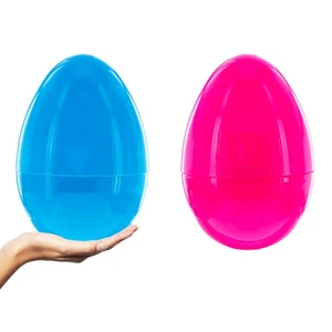 Set of 2 Pink Blue Giant Jumbo Large Size Fillable Plastic Easter Eggs 10 Inches - Picture 1 of 5