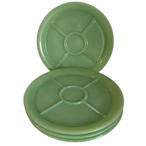 4 Fire King Jadeite 5 Part Divided Restaurant Ware Plates Vintage Anchor Hocking - Picture 1 of 5