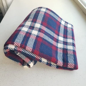 1960er 1970er Vintage 1 Yrd x 50" weiche Wolle marineblau rot Karomuster Stoff - Bild 1 von 8