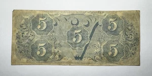 1863 $5 Confederate States of America Note CS-60 - Picture 1 of 2