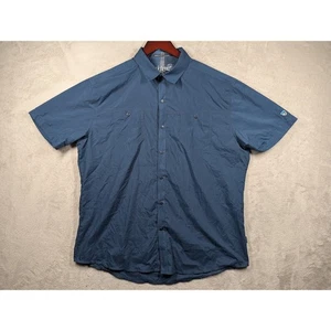 NUOVA KUHL Camicia Uomo XL Stealth Manica Corta Blu Mezzanotte Snap Front Outdoor - Foto 1 di 8