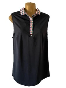 Bad Birdie Sleeveless Golf Polo Shirt Black With Colorful Contrast Collar Sz XL - Picture 1 of 7