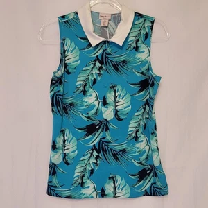 NWT Tommy Bahama Golf Wmn's Sleeveless Collared Tropical 1/4 Zip Polo Size M - Picture 1 of 7