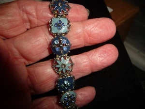 SILBERFARBEN MIT MEHRFARBIGER EMAILLE & STRASS STRETCH 1/2 ZOLL MIT ARMBAND #5/19 - Bild 1 von 4