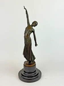 Flapper Dancer Sculpture Art Deco Style Demetre Chiparus  European Bronze Finery - Picture 1 of 6