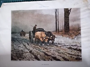 BH36 typo gravure Figaro 1896 René Princeteau - le retour - Char à bœufs - Picture 1 of 1