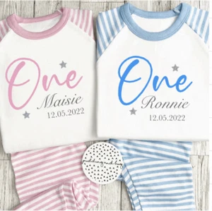 when i wake up i will be one Geburtstag Schlafanzug Mädchen Jungen personalisiert erster Pyjama - Bild 1 von 1