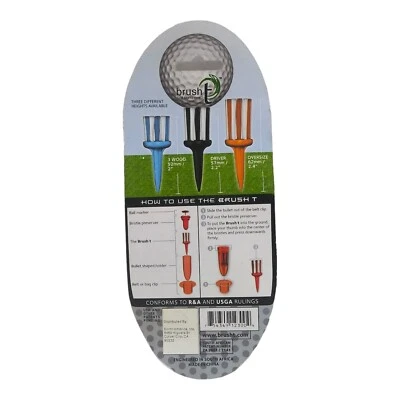 BRUSH T DRIVER  3 PK BLACK NEW IN PACKAGE GOLF TEE BRISTLES  SHIPS FAST NIP  - Image 1 of 4