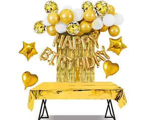 1 Birthday Party Decoration Gold Bday Balloon Photo Booth Prop Background - Picture 1 of 8