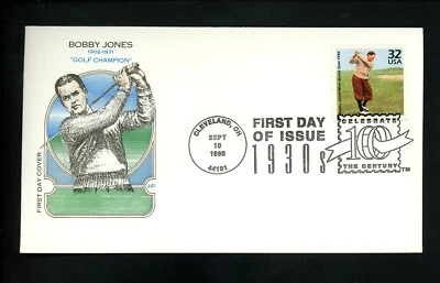 US FDC #3185n Farnam 1998 Cleveland OH CTC 1930's Bobby Jones golf - Image 1 of 2
