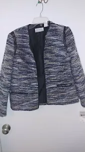 ALFRED DUNNER Open Stripes Jacket Black And White 10P 83% POLY 17% COTTON - Picture 1 of 5