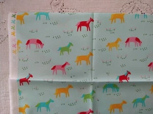 Horses Lt Aqua Best Friends Forever Stacy Iest Hsu Moda 100% Quilters Cotton FQ - Picture 1 of 4