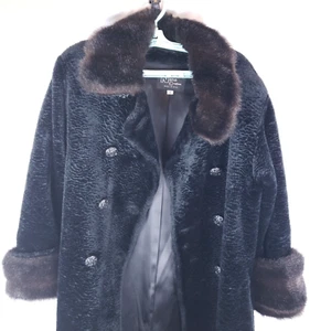 Vintage Nana Creations Womens Coat Small Long Faux Fur Trim Snap Closure Lined - Picture 1 of 7