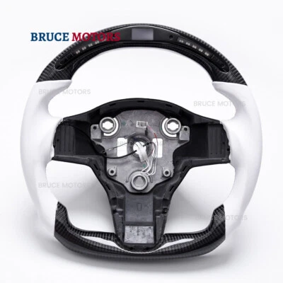 Real carbon fiber LED No Heated Steering Wheel  for Tesla Model 3/Y 2017-2023 - Image 1 of 4