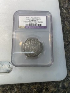 1586 T France 1/4 Ecu NGC VG Details - Picture 1 of 3