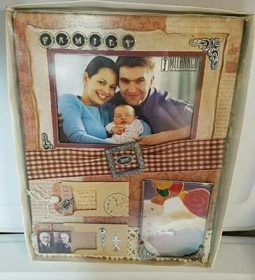 MELANNCO FAMILY 2-COLLAGE PRINTED PAPER VENEER WOODEN FRAME #4003488  NEW IN BOX - Image 1 of 4