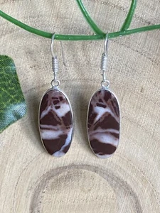 Mookaite Jasper Drop Earrings Sterling Silver 925 Plated Boho Oblong - Picture 1 of 4