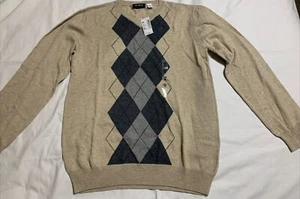 New Boys XXL 16 Sweater TCP Tan Gray Long Sleeve Argyle Sharp $28 - Picture 1 of 6