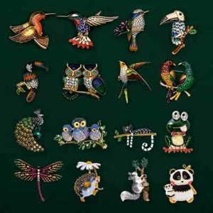 Creative Enamel Female Suit Bird Dragonfly Animal Pin Brooch Fashion Accessories - Picture 1 of 30