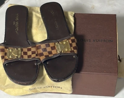 Sandálias Louis Vuitton marrom Damier cabelo de bezerro liso - Imagem 1 de 4