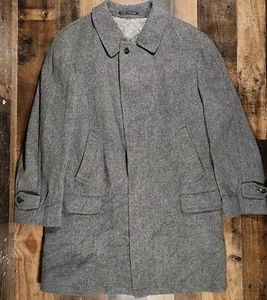 Vintage 70s Himalaya Loden Plankl Steinbock Wool Trench Coat Mens 56 Gray Jacket - Picture 1 of 19