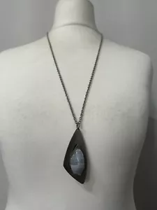 VINTAGE 70s Claspless Chain Silver Toned Modernist Pendant Necklace Retro - Picture 1 of 11