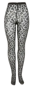 Wolford L53909 Black Two Toned Leopard Print Tights Women's Size Large - Picture 1 of 2