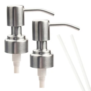 2X Soap Pump Liquid Replacement Dispenser Head Nozzles Stainless Steel Brushed - Picture 1 of 8