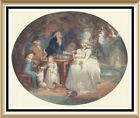 1909 Old Antique George Morland Art Print C18th Family Party Tea Garden