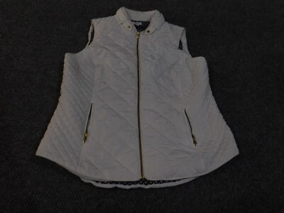 Crown Ivy Chaleco XL ACOLCHADO BLANCO MUJER CREMALLERA CLÁSICO GEOMÉTRICO EXTERIOR Foto 1 de 4