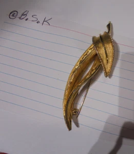 Brosche Vintage goldfarben Blatt Design gemarkt - Bild 1 von 7